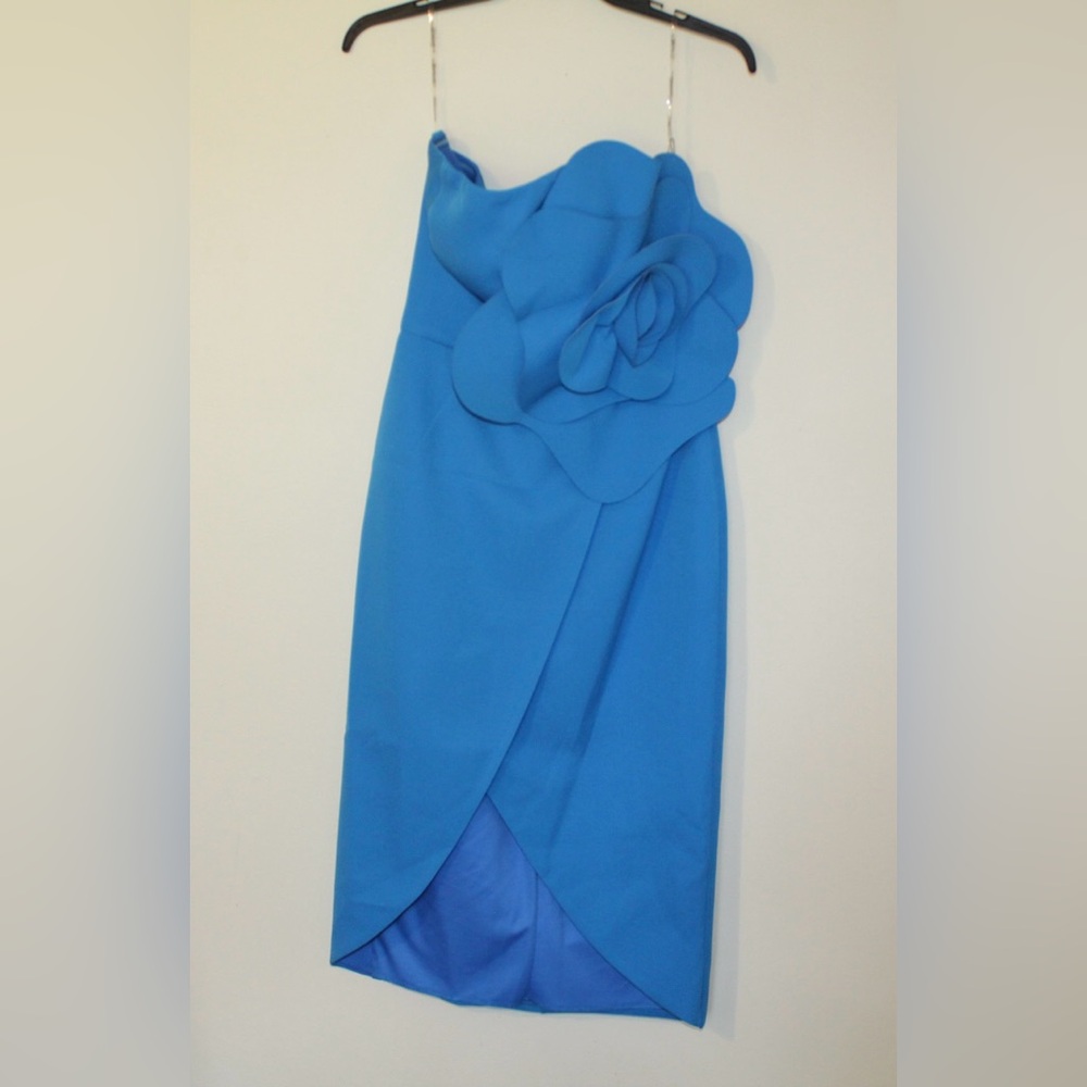 Womens Rengin Elegant Turquoise Dress with Floral Detail NWT Multiple Sizes